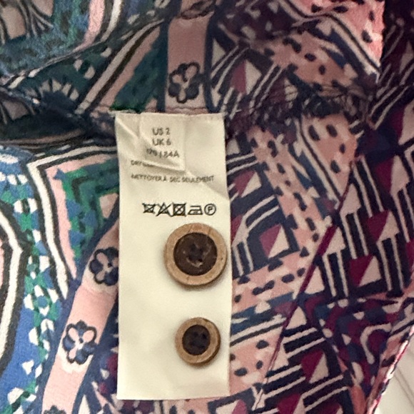 Anthropologie Green and Pink Patterned Long Sleeve Dress 100% Silk - Picture 6 of 7